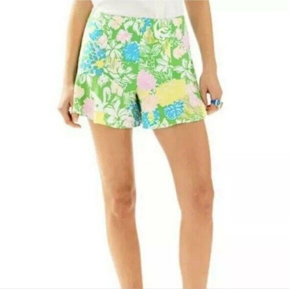 Lilly Pulitzer Hibiscus Stroll Folly Flounce Shorts Size 0 Bright Preppy Summer - Picture 1 of 6